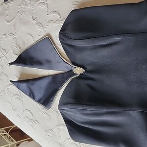 Betsy & Adam Halter Cocktail Dress with Rhinestone Detail